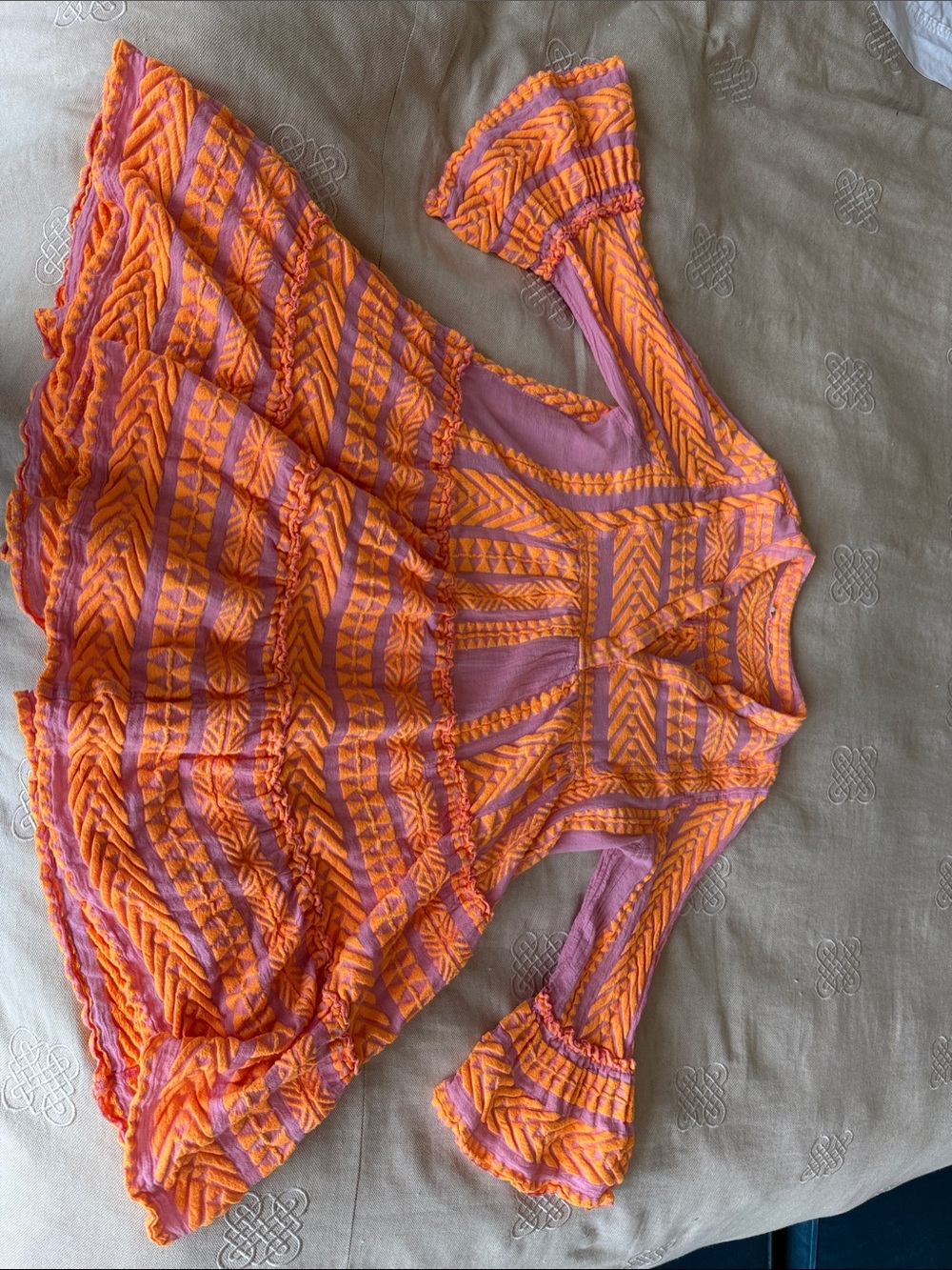 Devotion TWINS Orange & Pink Textured Boho Dress